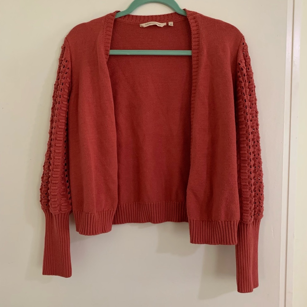 Soft Surroundings orange cardigan sweater knit x small